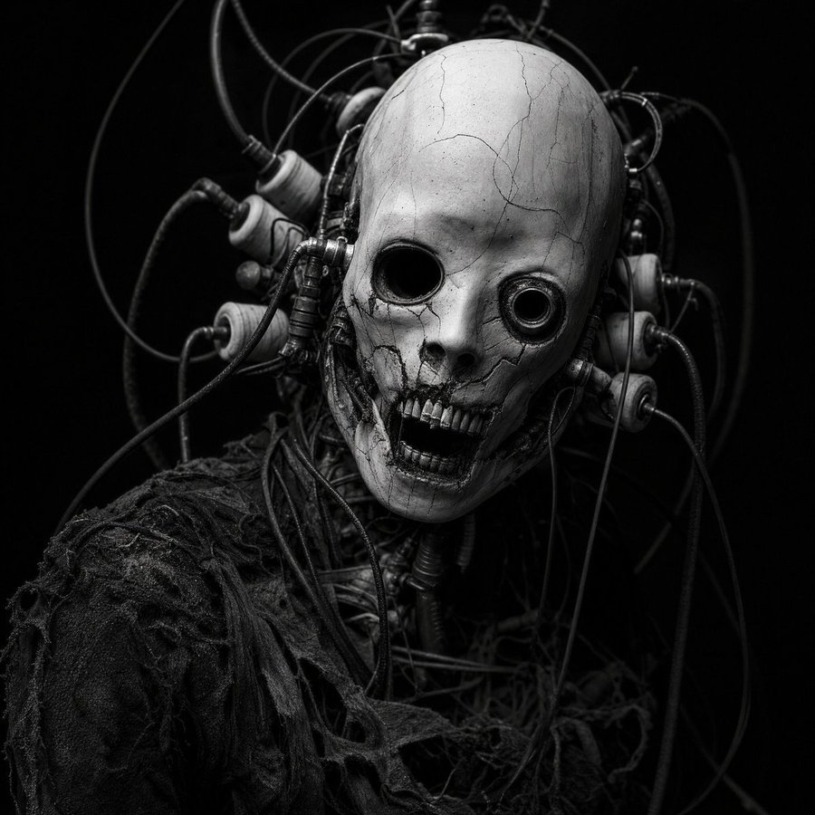 Cybernetic Horror Porcelain Mask Portrait