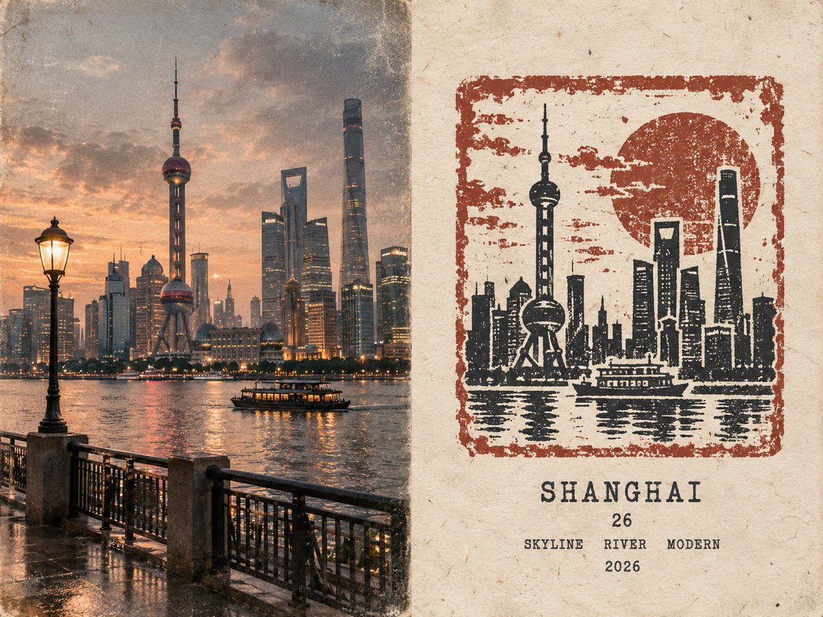 Rubber-Stamp Travel Journal Posters — Shanghai, Seoul, Istanbul & New York