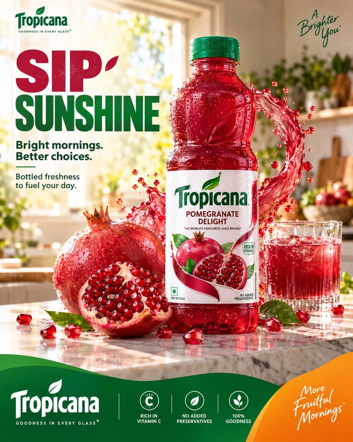 Tropicana “Sip Sunshine” Pomegranate Social Ad