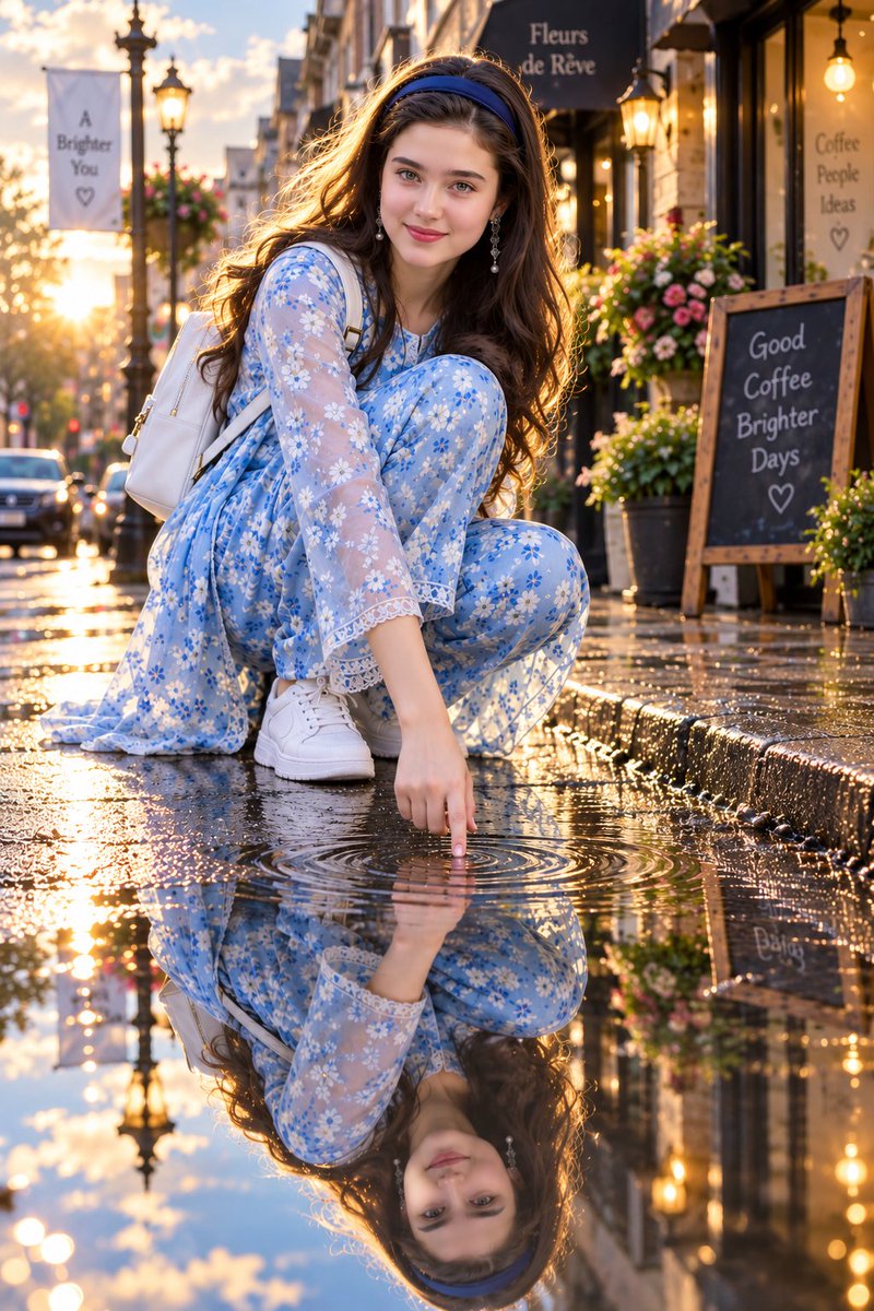 Golden Puddle Reflection Portrait