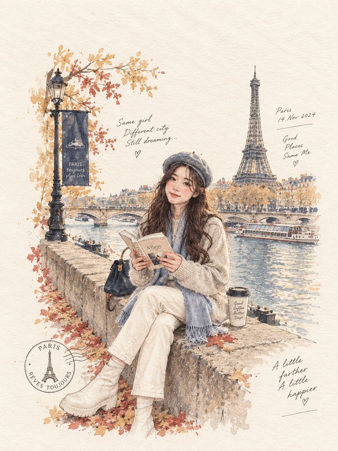 Vintage Motorcycle Travel Diary Illustration