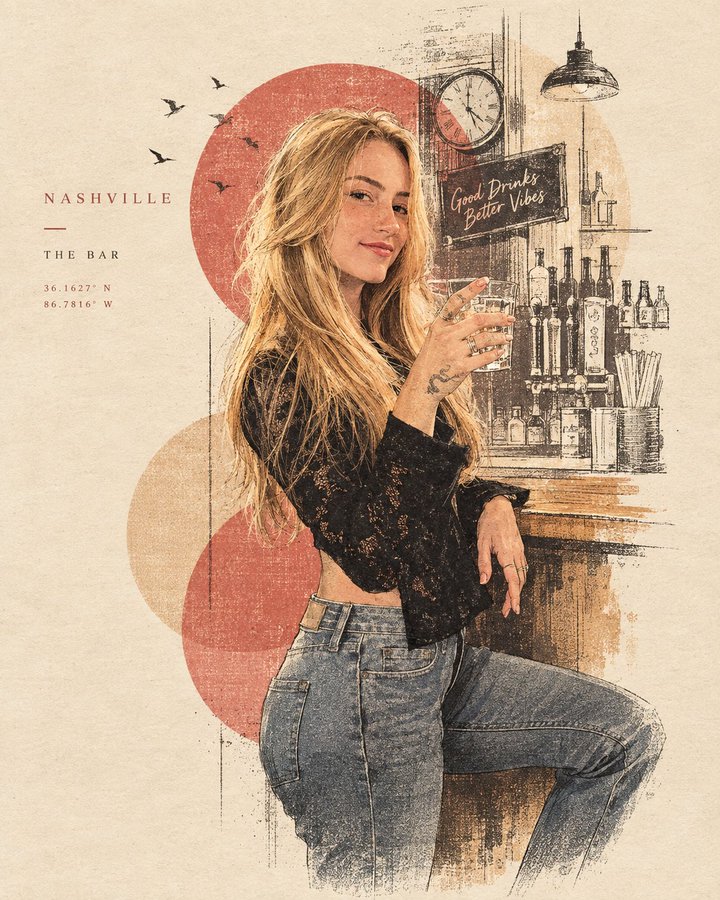 Nashville Bar Moment — Minimalist Lifestyle Art Poster