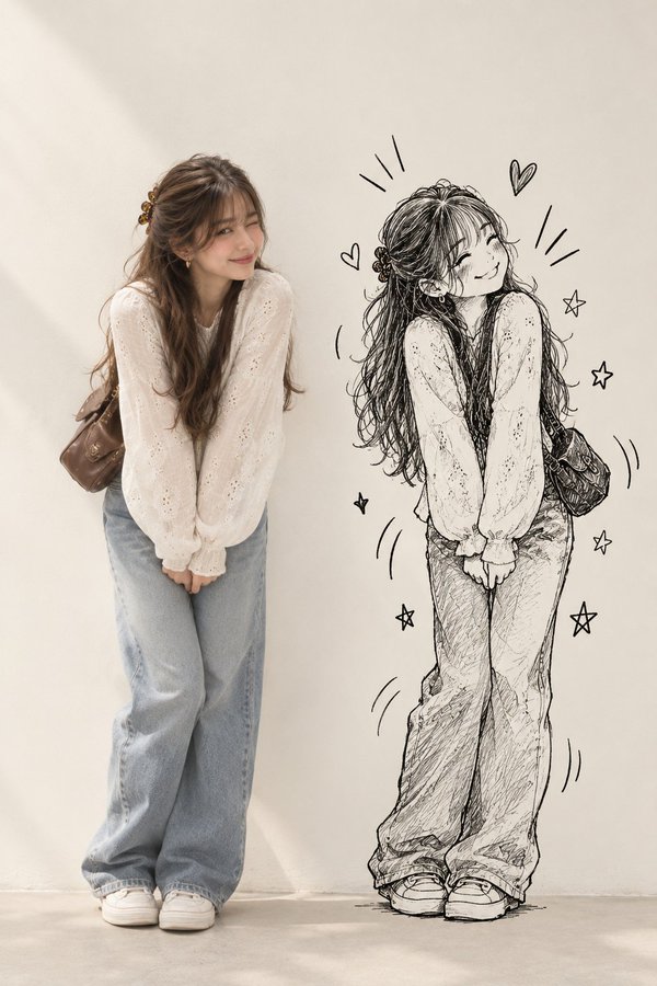 Real Person + Doodle Shadow Portrait