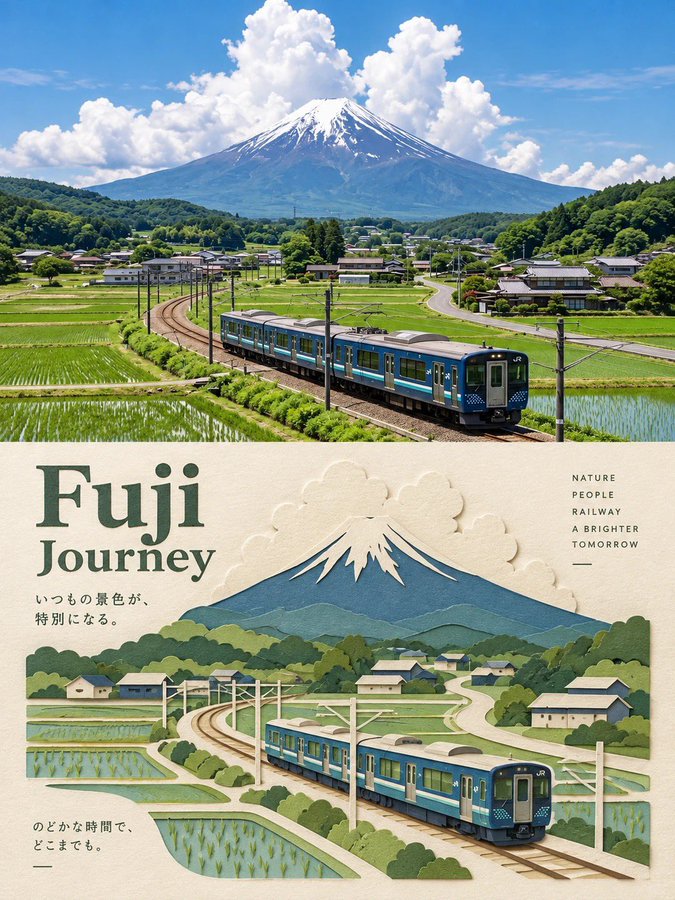 Travel Poster — Photo to Paper-Craft Scene