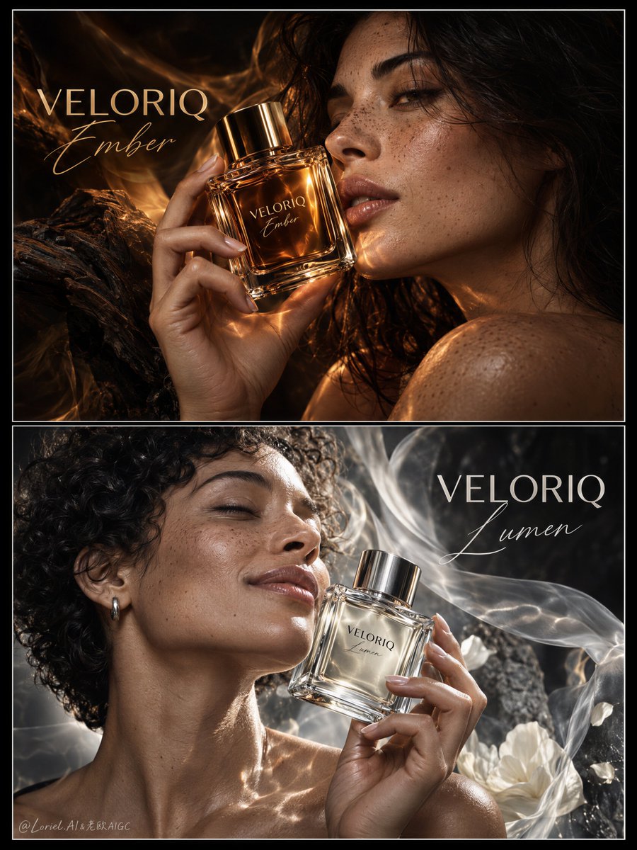VELORIQ — Ember / Lumen Dual-Fragrance Campaign