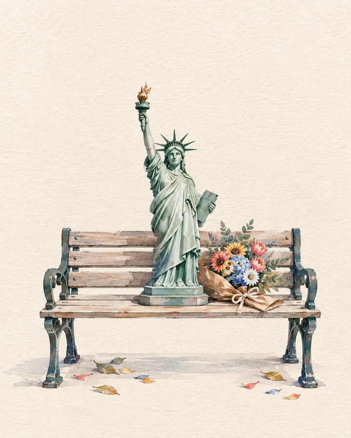 Miniature Landmark on a Park Bench